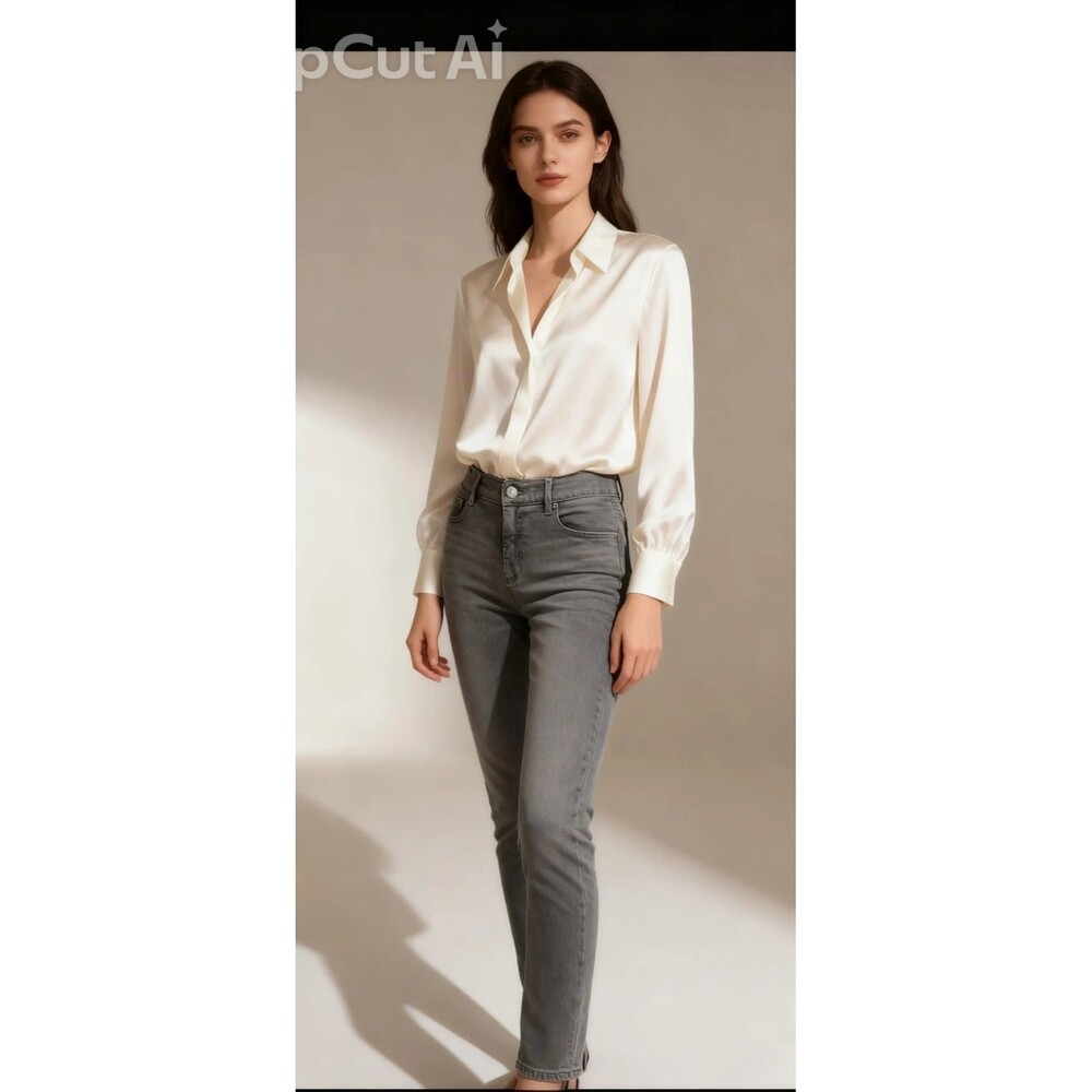 LOFT Women’s Gray Denim Skinny Jeans Solid 5-Pocket Button Zip Size 27